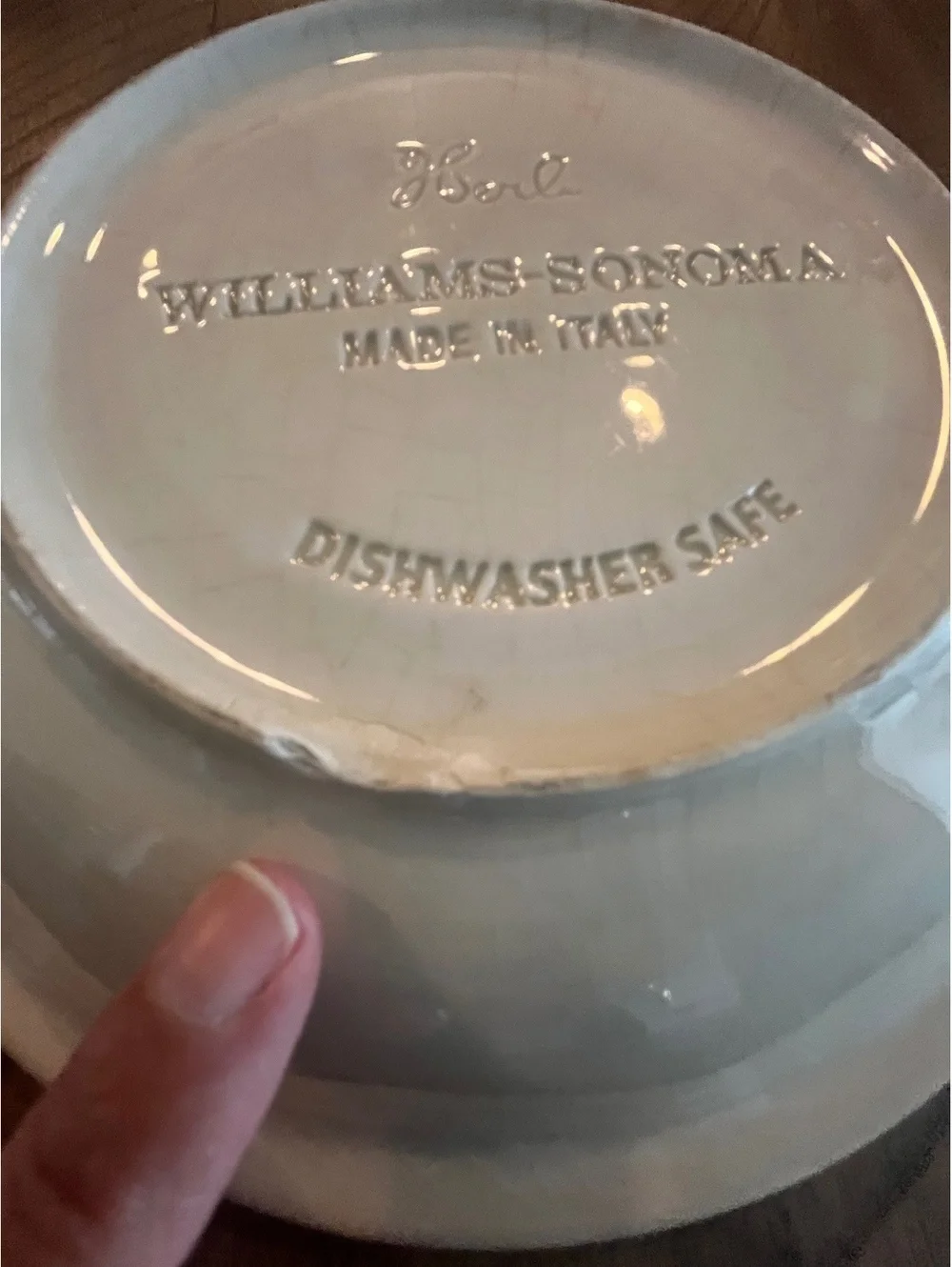 Williams-Sonoma Herb 9” Pasta Bowls Set of 3 Embossed Botanical Made in Italy